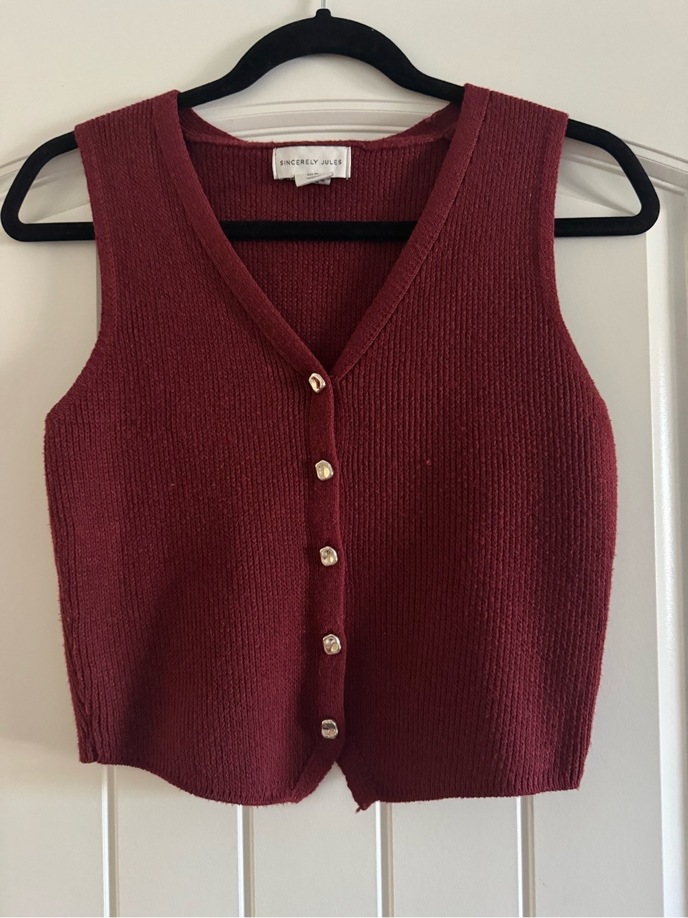 Sincerely Jules Wine Knit Button-Front Tank